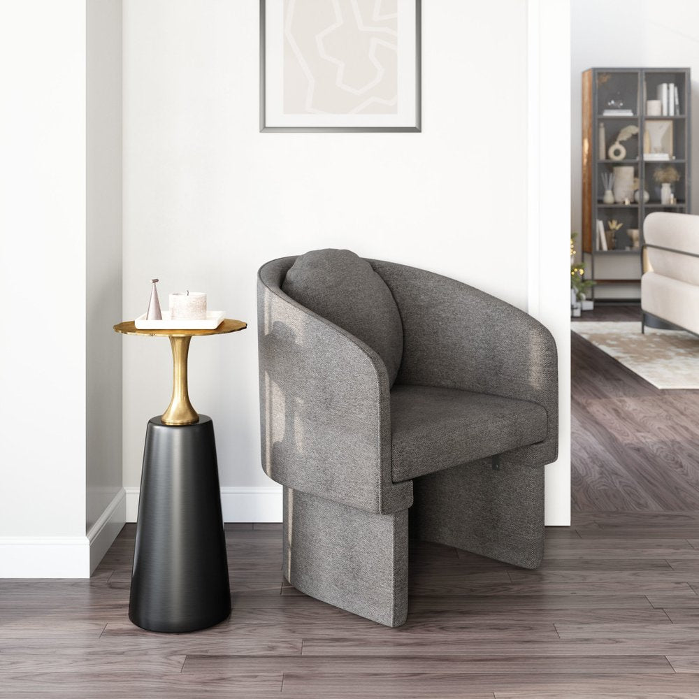28" Gray Upholstered Club Chair And Toss Pillow