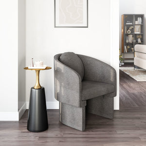 28" Gray Upholstered Club Chair And Toss Pillow
