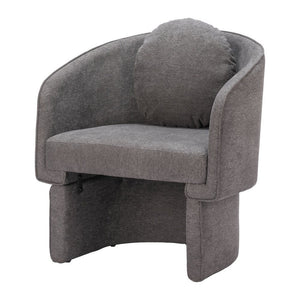 28" Gray Upholstered Club Chair And Toss Pillow