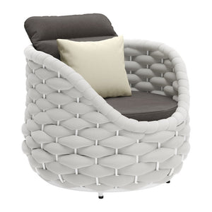 34" Gray And White Fabric Club Chair And Toss Pillow
