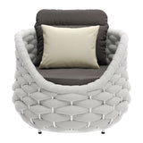 34" Gray And White Fabric Club Chair And Toss Pillow