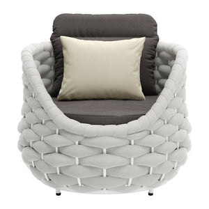 34" Gray And White Fabric Club Chair And Toss Pillow