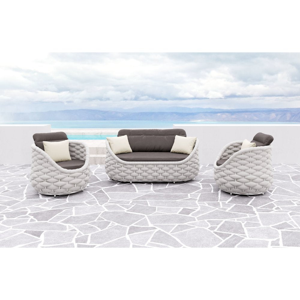 34" Gray And White Fabric Club Chair And Toss Pillow