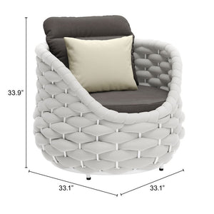 34" Gray And White Fabric Club Chair And Toss Pillow