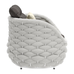 34" Gray And White Fabric Club Chair And Toss Pillow