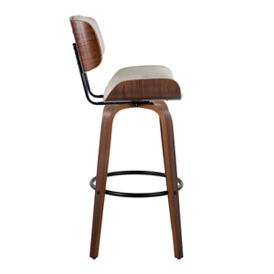 Lombardi - Mid-Century Modern Fixed Height Barstool With Swivel With Round Footrest (Set of 2) by Couch.com