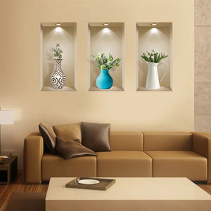 Set of Three Ava Faux Niche 3D Peel and Stick Wall Decals