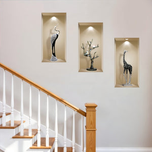 Set of Three Aga Faux Niche 3D Peel and Stick Wall Decals