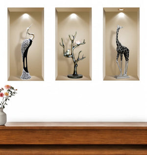 Set of Three Ama Faux Niche 3D Peel and Stick Wall Decals