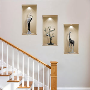 Set of Three Ama Faux Niche 3D Peel and Stick Wall Decals