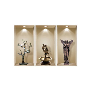 Set of Three Aca Faux Niche 3D Peel and Stick Wall Decals