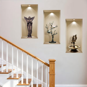 Set of Three Boa Faux Niche 3D Peel and Stick Wall Decals