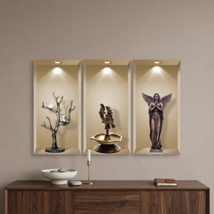 Set of Three Boa Faux Niche 3D Peel and Stick Wall Decals
