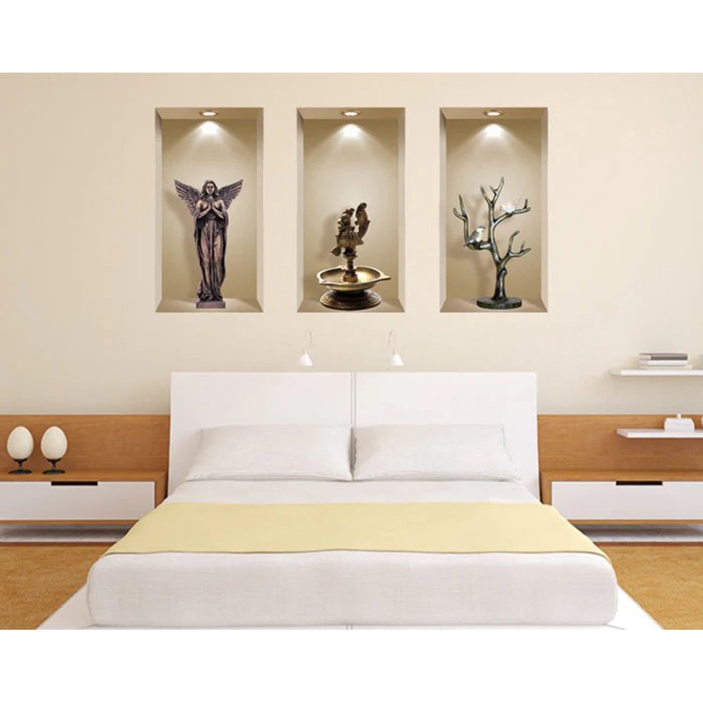 Set of Three Boa Faux Niche 3D Peel and Stick Wall Decals