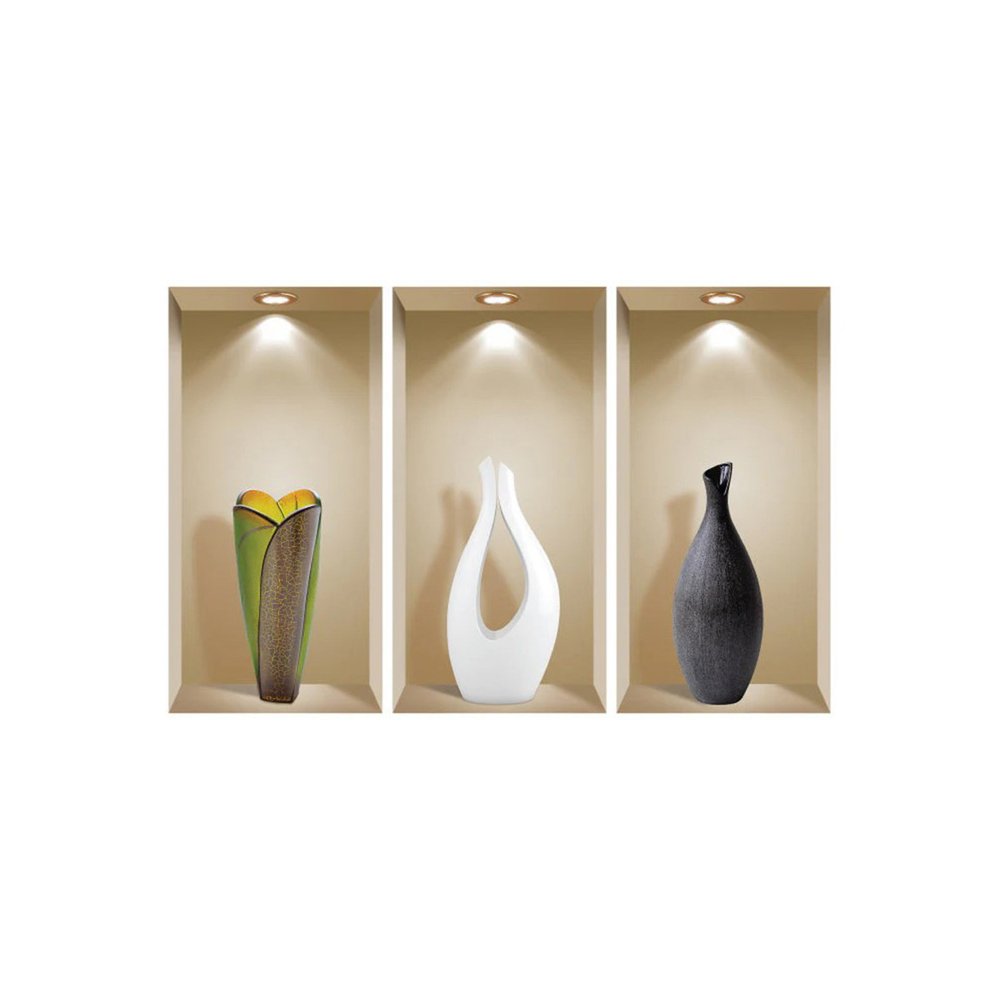 Set of Three Bot Faux Niche 3D Peel and Stick Wall Decals
