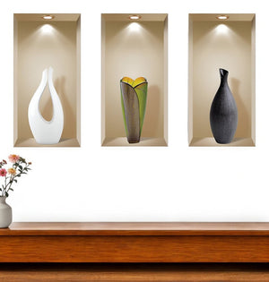 Set of Three Bot Faux Niche 3D Peel and Stick Wall Decals