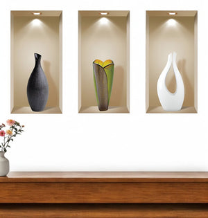 Set of Three Bon Faux Niche 3D Peel and Stick Wall Decals