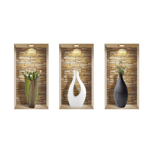 Set of Three Gin Faux Niche 3D Peel and Stick Wall Decals