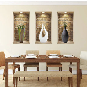 Set of Three Gin Faux Niche 3D Peel and Stick Wall Decals