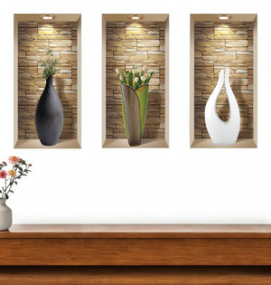 Set of Three Gus Faux Niche 3D Peel and Stick Wall Decals