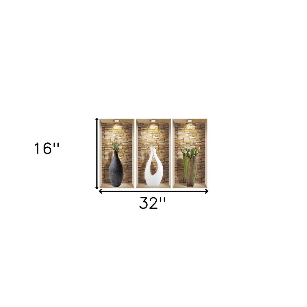 Set of Three Dia Faux Niche 3D Peel and Stick Wall Decals
