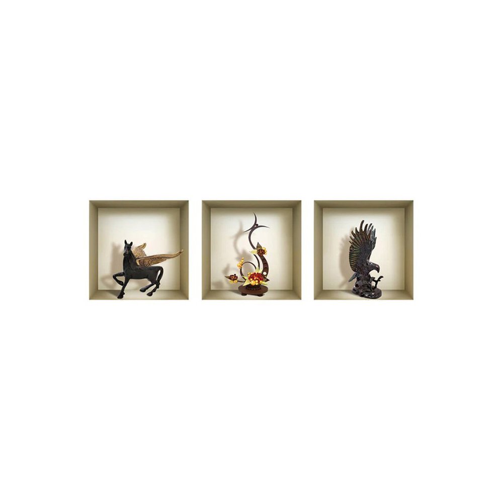 Set of Three Gil Faux Niche 3D Peel and Stick Wall Decals