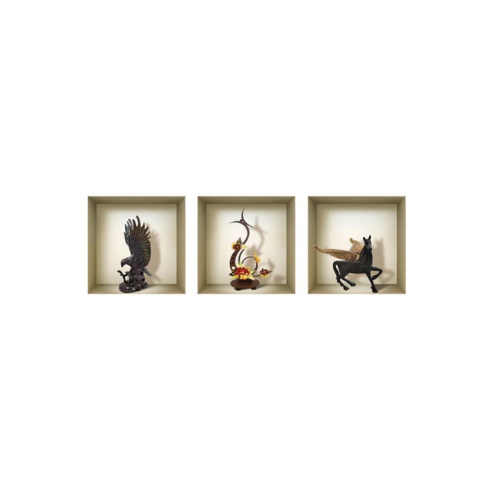 Set of Three Gil Faux Niche 3D Peel and Stick Wall Decals