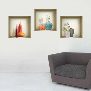 Set of Three Lin Faux Niche 3D Peel and Stick Wall Decals