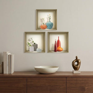 Set of Three Lin Faux Niche 3D Peel and Stick Wall Decals