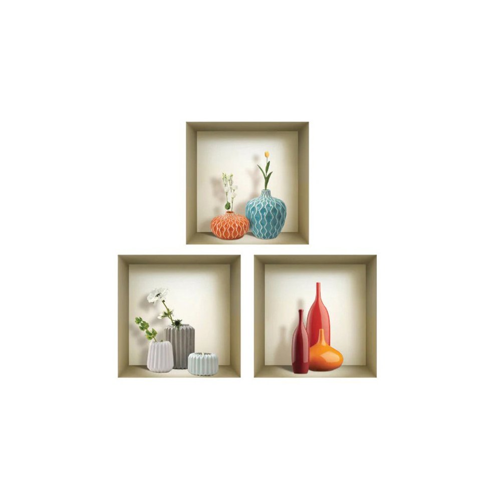 Set of Three Len Faux Niche 3D Peel and Stick Wall Decals