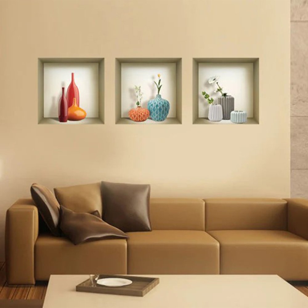 Set of Three Len Faux Niche 3D Peel and Stick Wall Decals