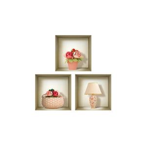 Set of Three Lil Faux Niche 3D Peel and Stick Wall Decals