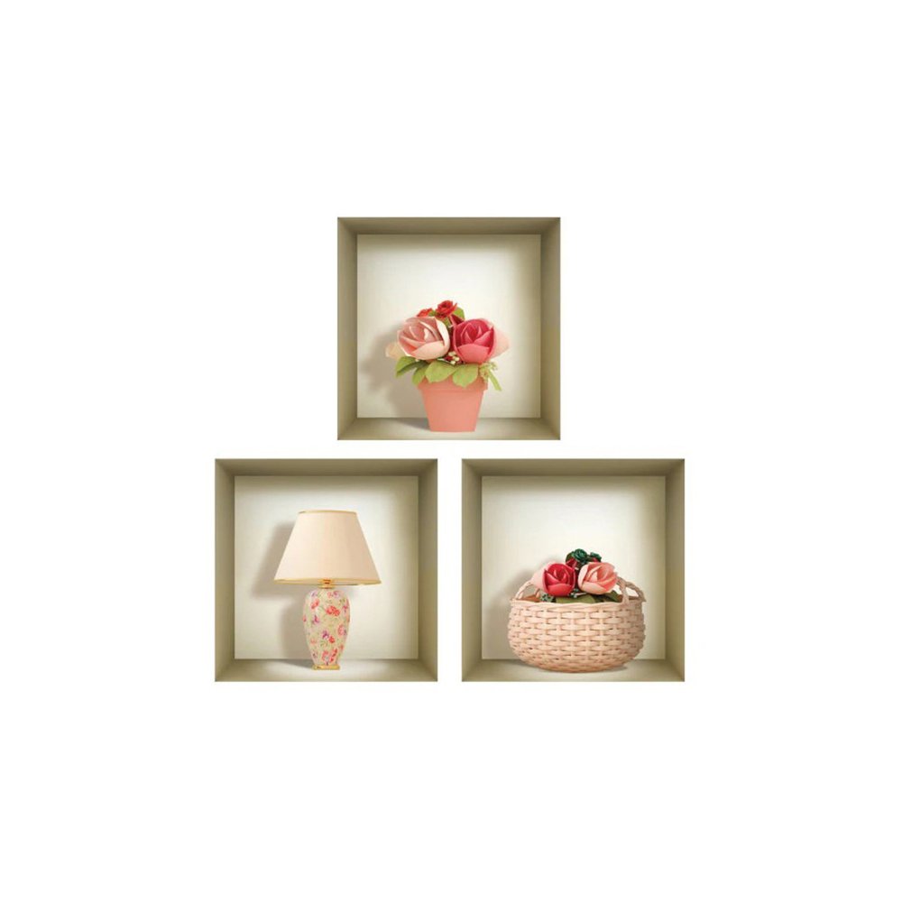 Set of Three Leo Faux Niche 3D Peel and Stick Wall Decals