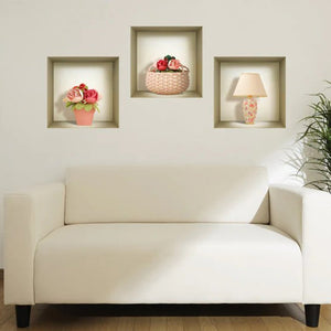 Set of Three Leo Faux Niche 3D Peel and Stick Wall Decals
