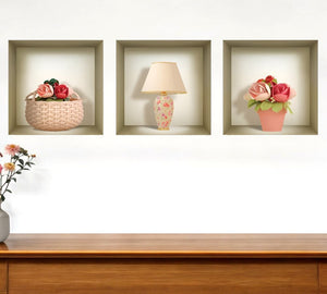 Set of Three Leo Faux Niche 3D Peel and Stick Wall Decals