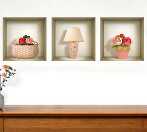 Set of Three Kai Faux Niche 3D Peel and Stick Wall Decals