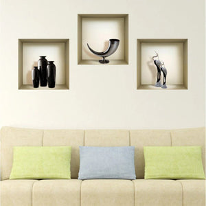 Set of Three Eli Faux Niche 3D Peel and Stick Wall Decals