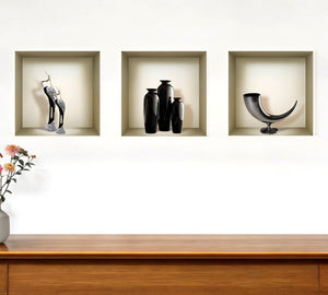 Set of Three Eli Faux Niche 3D Peel and Stick Wall Decals