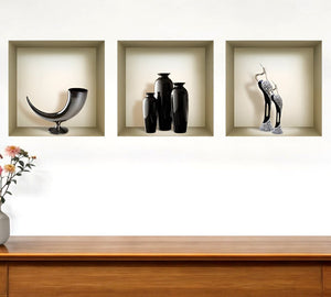 Set of Three Ian Faux Niche 3D Peel and Stick Wall Decals