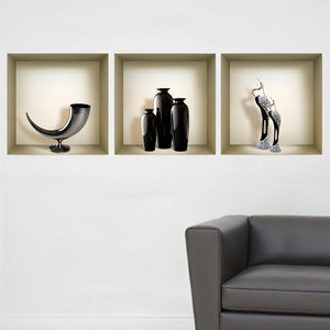 Set of Three Max Faux Niche 3D Peel and Stick Wall Decals