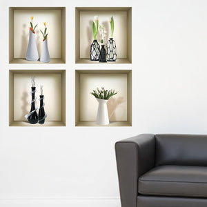 Set of Four Ari Faux Niche 3D Peel and Stick Wall Decals