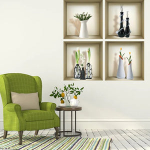 Set of Four Ari Faux Niche 3D Peel and Stick Wall Decals