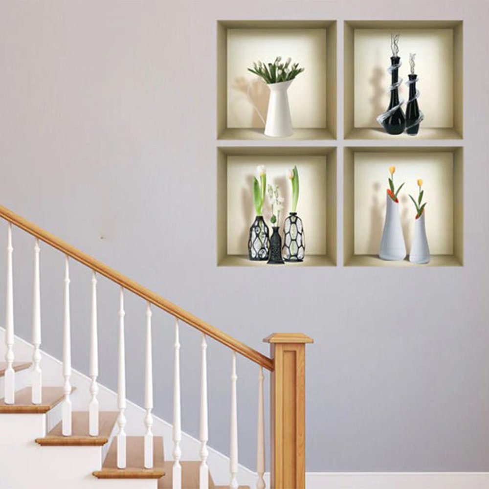 Set of Four Ari Faux Niche 3D Peel and Stick Wall Decals