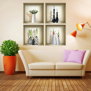 Set of Four Ari Faux Niche 3D Peel and Stick Wall Decals