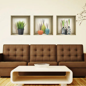 Set of Three Nia Faux Niche 3D Peel and Stick Wall Decals