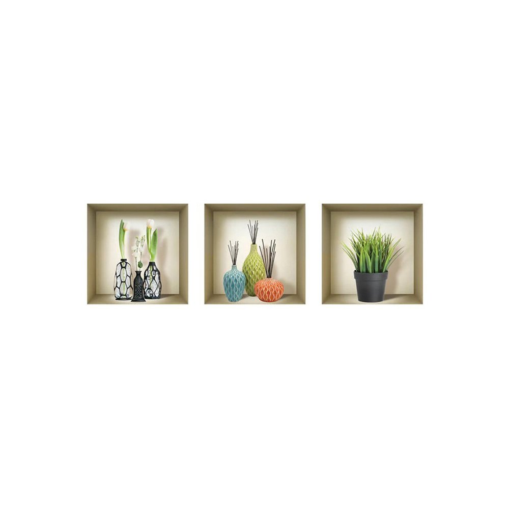 Set of Three Mya Faux Niche 3D Peel and Stick Wall Decals