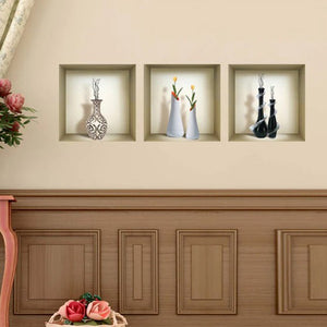 Set of Three Noa Faux Niche 3D Peel and Stick Wall Decals