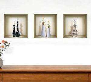 Set of Three Noa Faux Niche 3D Peel and Stick Wall Decals