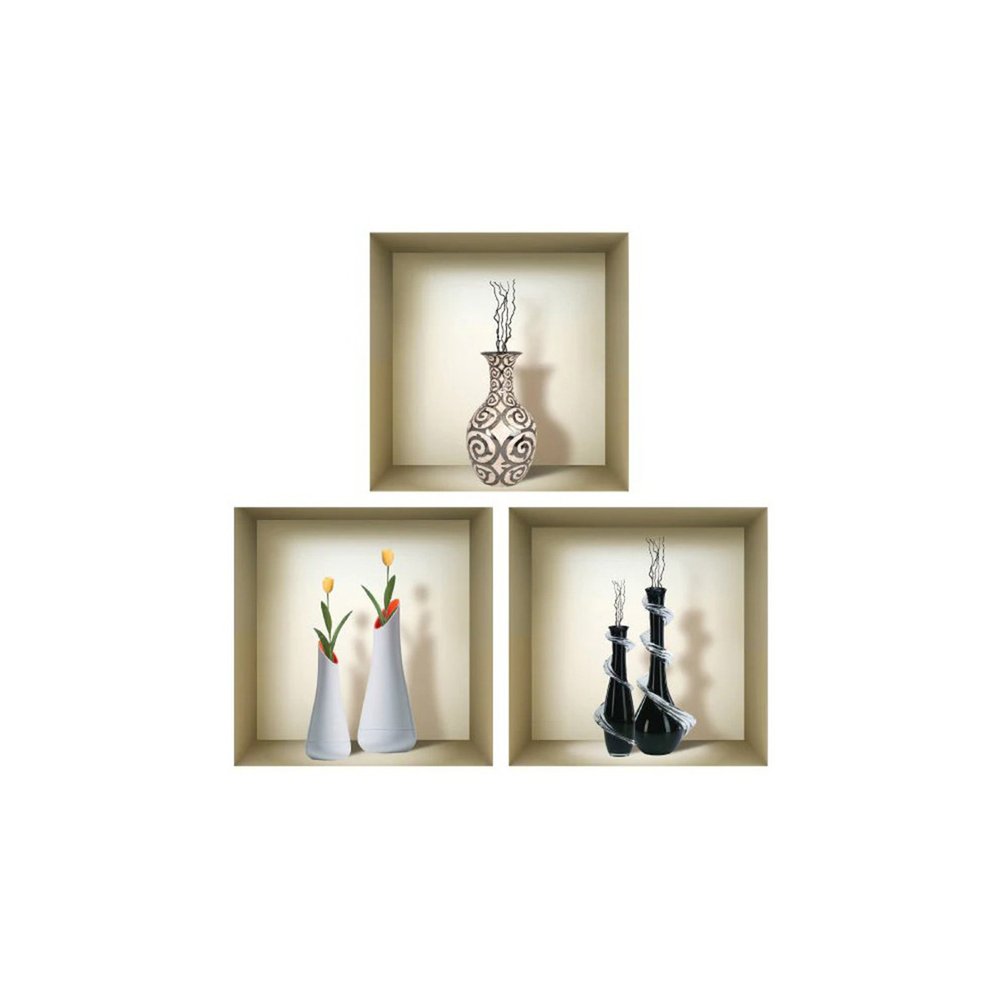 Set of Three Ray Faux Niche 3D Peel and Stick Wall Decals