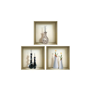 Set of Three Ray Faux Niche 3D Peel and Stick Wall Decals